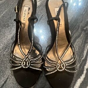 Alfani Black Strappy Heels with Rhinestones